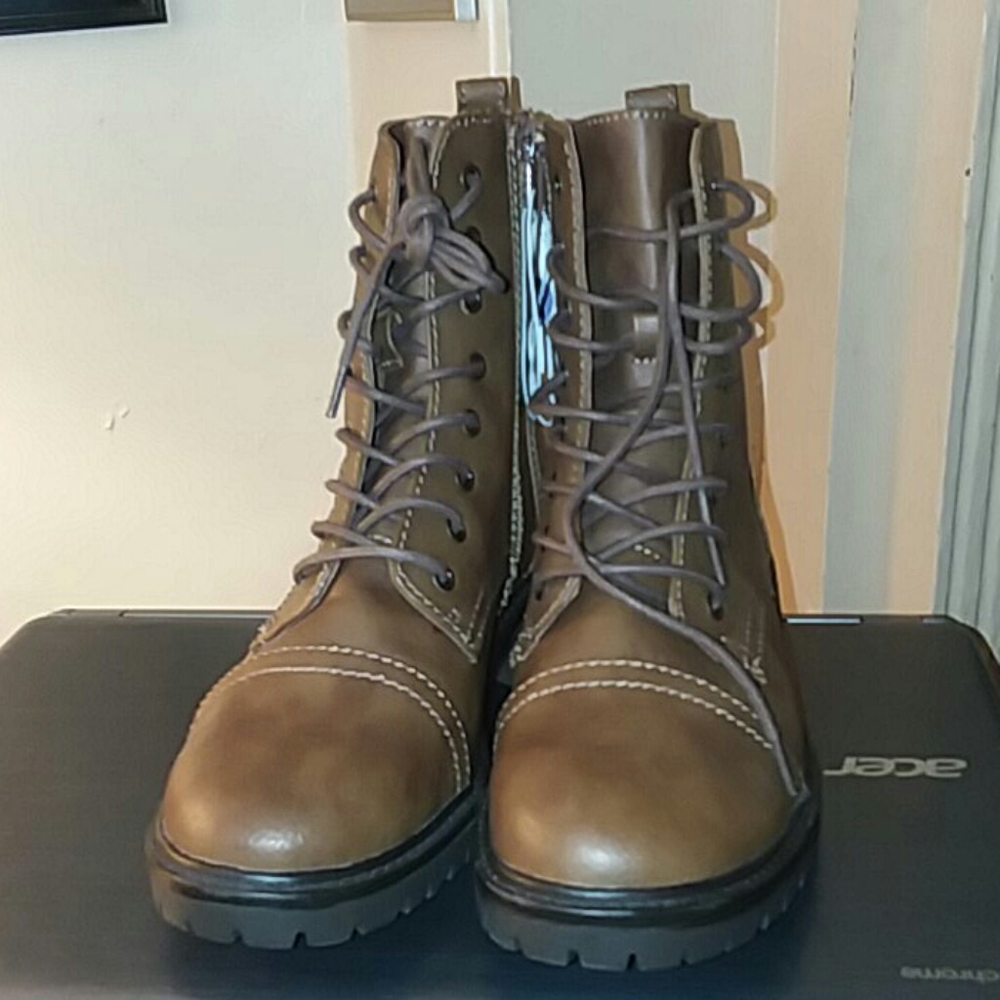 New Women's Kamryn Faux Leather Combat Boot -